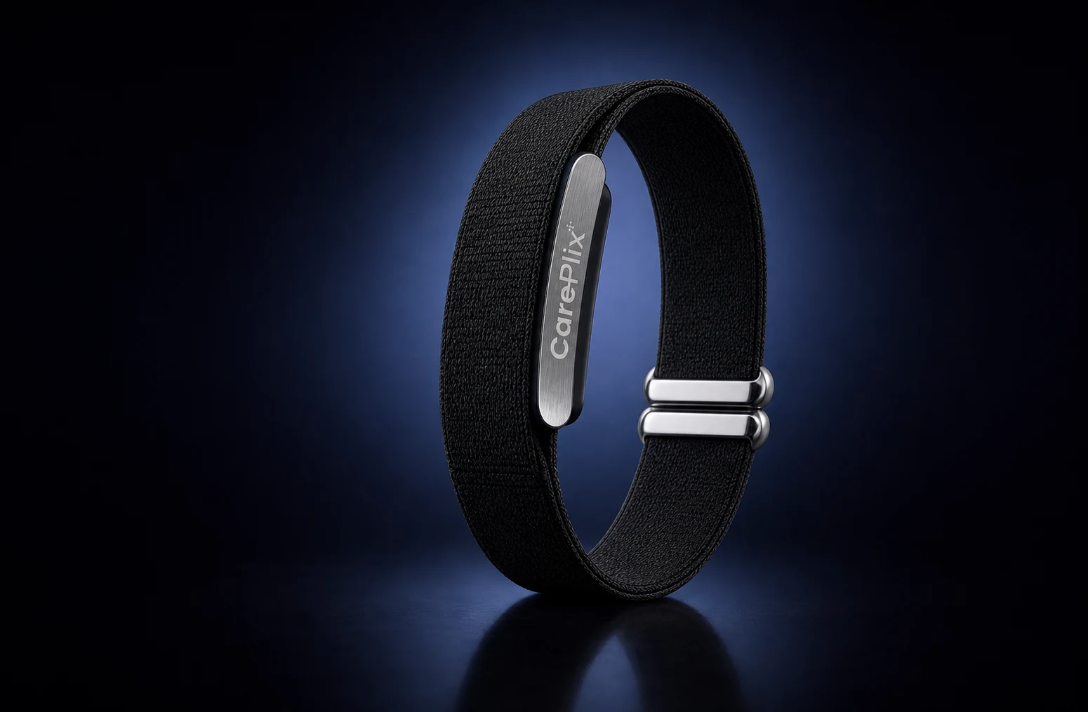 CarePlix CardiacPro smart band showing the engraved CarePlix side plate